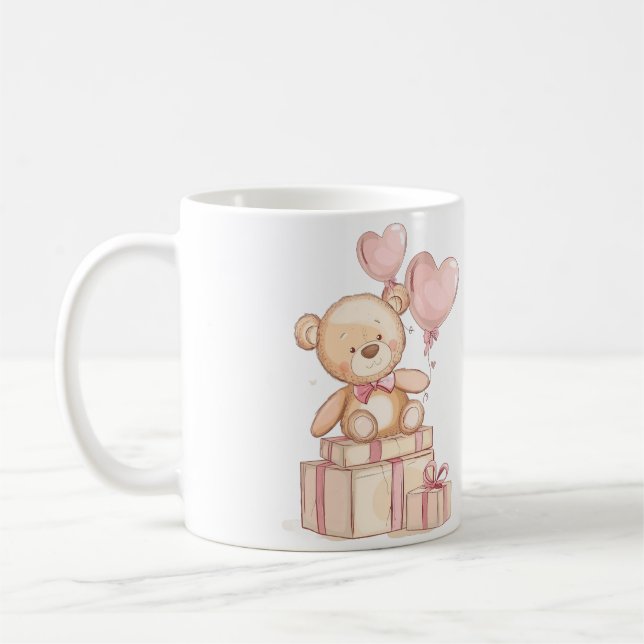 cute teddy bear with balloons Mug (Left)