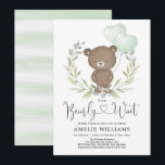 Cute Teddy Bear With Balloons Neutral Baby Shower Invitation<br><div class="desc">Invite your guests with adorable bear themed baby shower invitation. Use the design tools to edit the text,  change font colour and style to create a unique one of a kind invitation design.</div>