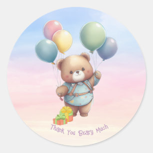 Cute Teddy Bear with Balloons Personalised Classic Round Sticker