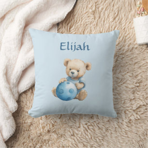 Cute Teddy Bear with Blue Ball Cushion