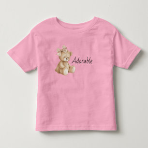 Cute Teddy Bear with Bow Toddler T-Shirt