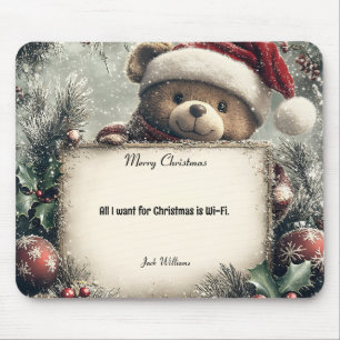 Cute Teddy Bear with Christmas Decorations – Festi Mouse Mat