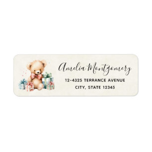 Cute Teddy Bear with Christmas Presents Address