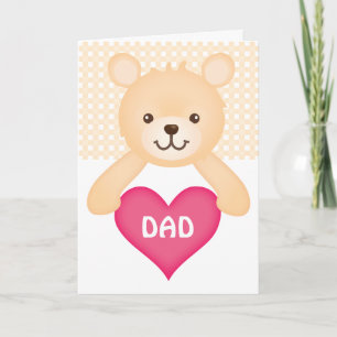 Cute Teddy Bear with Dad's Heart (yellow) Card