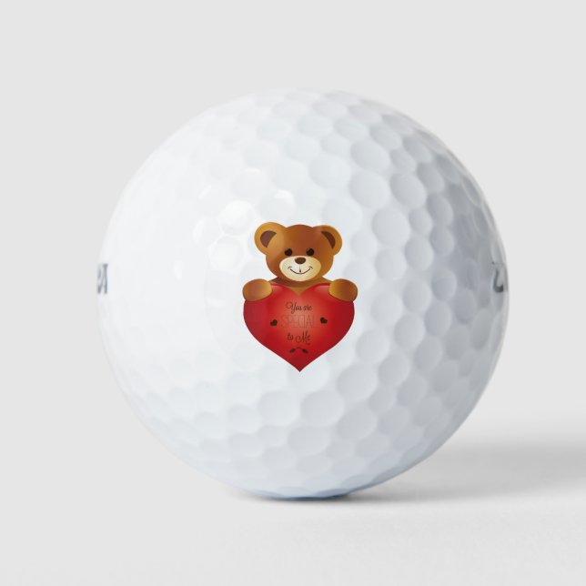 Cute teddy bear with heart  golf balls (Front)