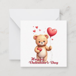 Cute Teddy Bear with Heart – Happy Valentine’s Day Card