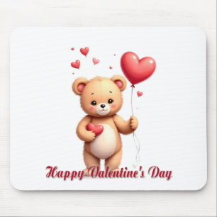 Cute Teddy Bear with Heart – Happy Valentine’s Day Mouse Mat