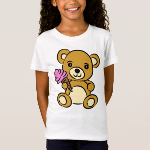 Cute Teddy Bear with Ice Cream Adorable Cartoon T-Shirt