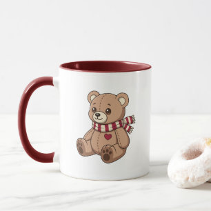 Cute Teddy Bear with Striped Scarf Mug