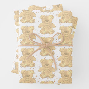 Cute Teddy Bear Wrapping Paper Sheet