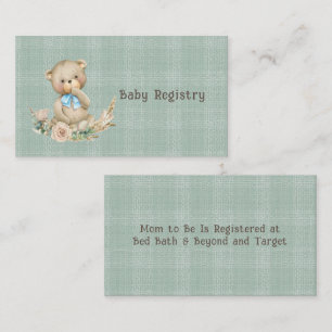 Cute Teddy Bear Wreath Baby Registry Business Card