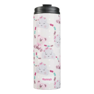 Cute Teddy Bears and Clouds Baby Girl Pattern Thermal Tumbler
