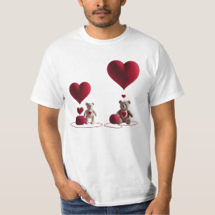 Cute Teddy Bears Big Little Heart Men's Value T-Shirt
