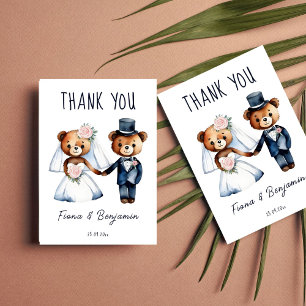 Cute teddy bears bridal couple wedding thank you card
