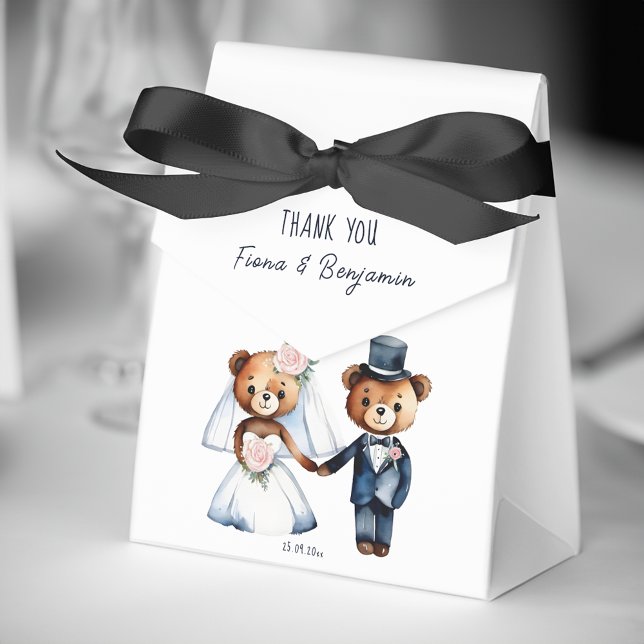 Cute teddy bears bridal couple wedding thank you favour box (Cute teddy bears bridal couple wedding thank you favor box)