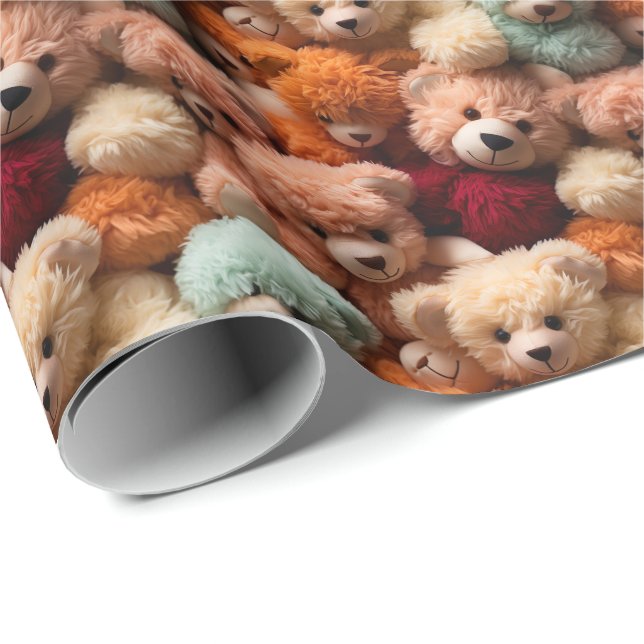 Cute Teddy Bears Crush | Gender Neutral Newborn Wrapping Paper (Roll Corner)