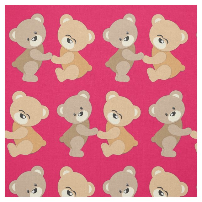 Cute Teddy Bears Fabric (Swatch)