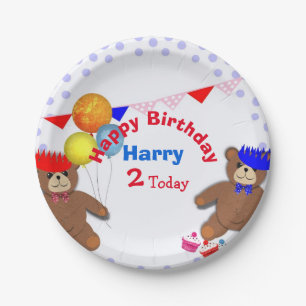 Cute Teddy Bears Picnic Fun Kids Birthday Party Paper Plate