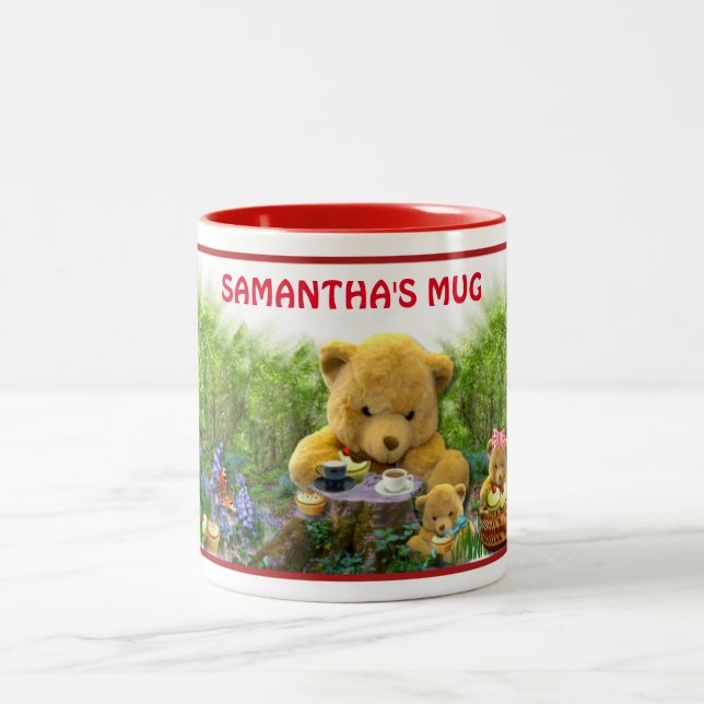CUTE TEDDY BEARS PICNIC Two-Tone COFFEE MUG (Center)