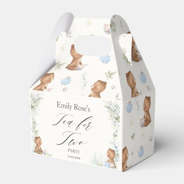 Cute Teddy Bears Tea for Two 2nd Birthday  Favour  Favour Box (Front Side)