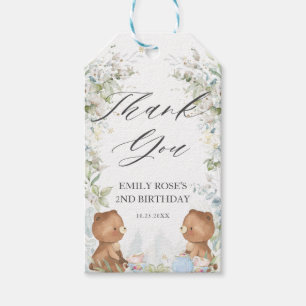 Cute Teddy Bears Tea for Two 2nd Birthday Party Gift Tags