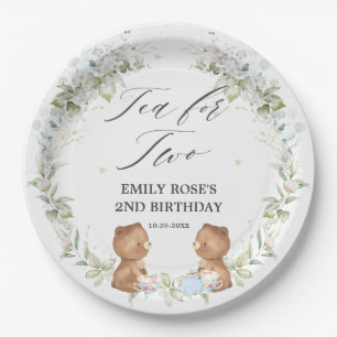 Cute Teddy Bears Tea for Two Birthday Party  Paper Plate