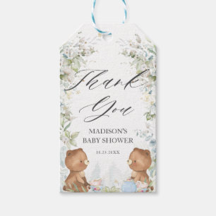 Cute Teddy Bears Twins Baby Shower Tea Party Favou Gift Tags