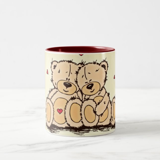 Cute Teddy Bears Two-Tone Coffee Mug (Center)
