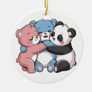 Cute Teddy Bears with Panda Ceramic Tree Decoration
