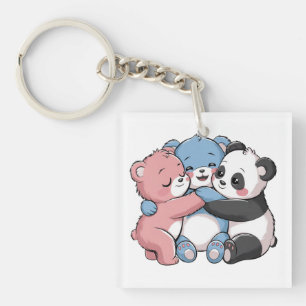 Cute Teddy Bears with Panda Key Ring