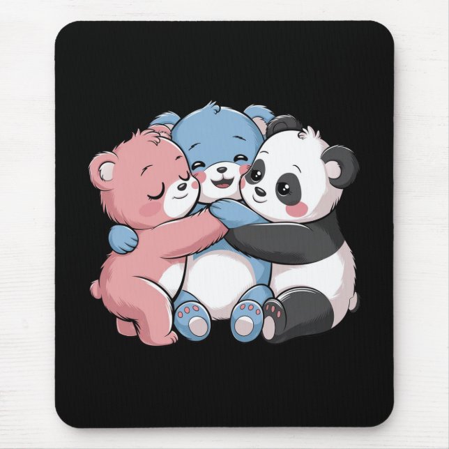 Cute Teddy Bears with Panda Mouse Mat (Front)