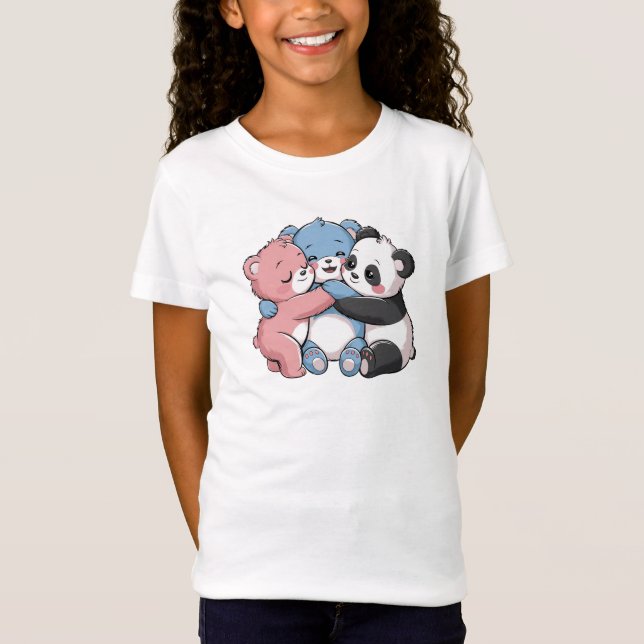 Cute Teddy Bears with Panda T-Shirt (Front)