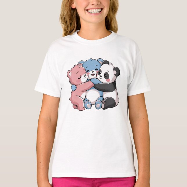 Cute Teddy Bears with Panda T-Shirt (Front)