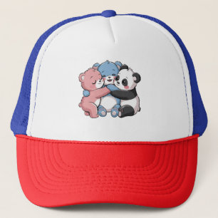 Cute Teddy Bears with Panda Trucker Hat