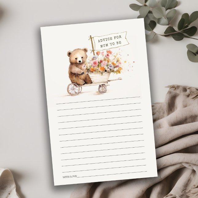 Cute Teddy Floral Cart Advice For Mum Baby Shower (Creator Uploaded)
