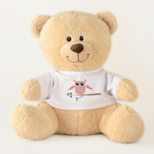 Cute Teddy In Adorable Owl Shirt