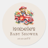 Cute Teddy Locally Grown Baby Shower Red Pickup 