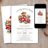 Cute Teddy Locally Grown Baby Shower Red Pickup