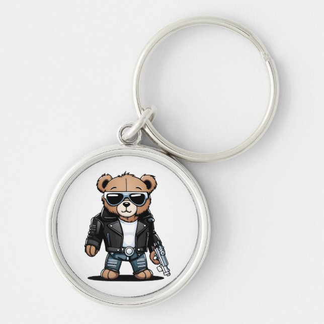 Cute Teddy Memes Key Ring (Front)