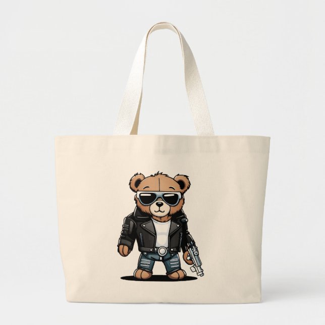 Cute Teddy Memes Large Tote Bag (Front)