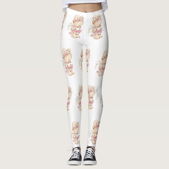 Cute teddy printed leggings  (Front)