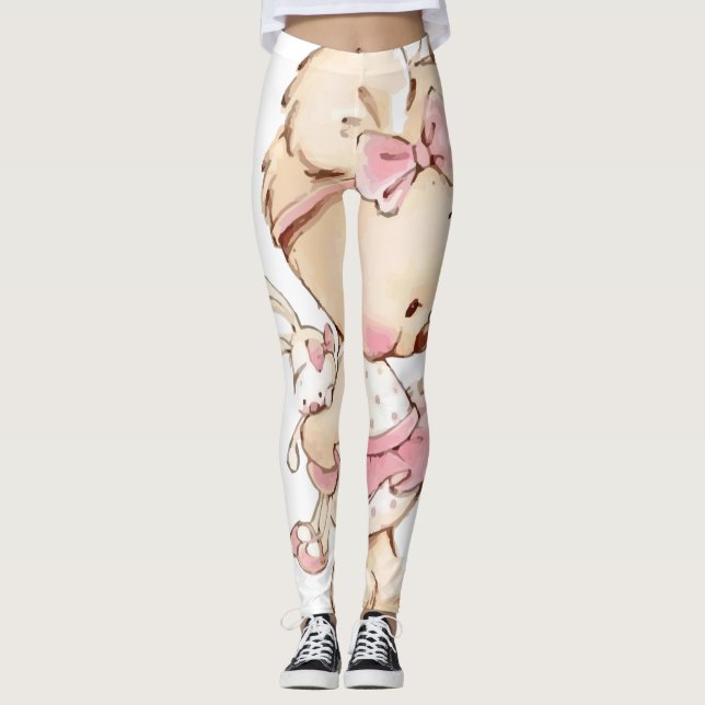Cute teddy printed leggings  (Front)