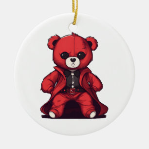 Cute teddy red boy ceramic tree decoration