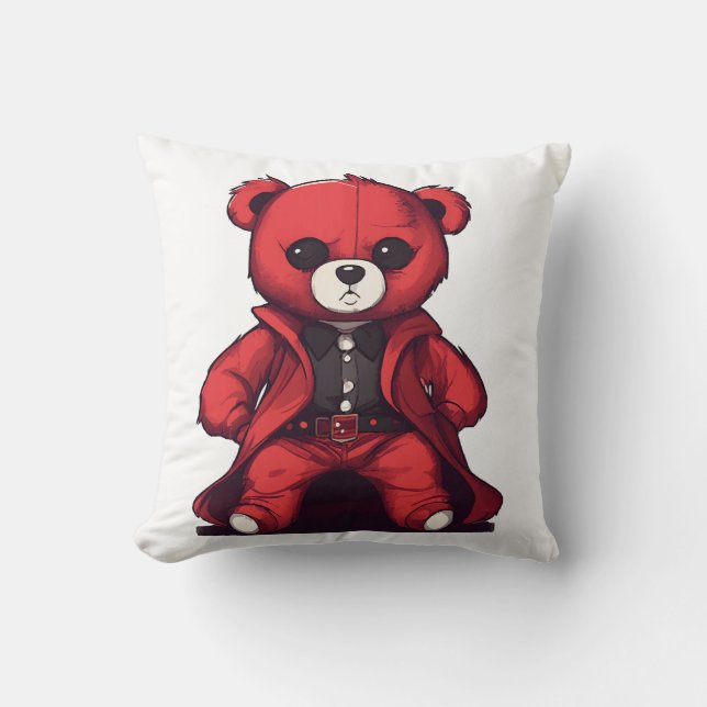 Cute teddy red boy cushion (Front)