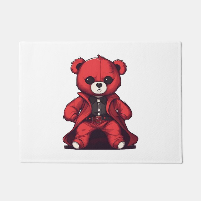 Cute teddy red boy doormat (Front)