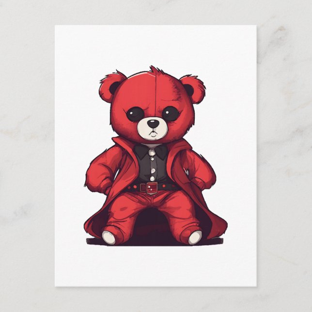 Cute teddy red boy enclosure card (Front)