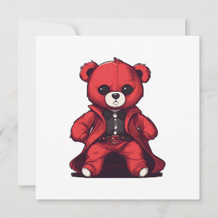 Cute teddy red boy invitation