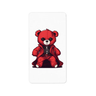 Cute teddy red boy label