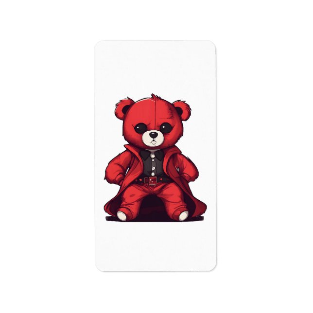 Cute teddy red boy label (Front)
