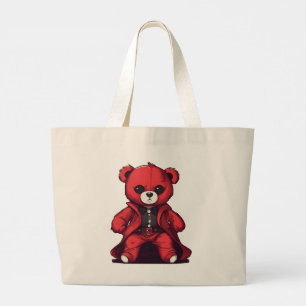 Cute teddy red boy large tote bag